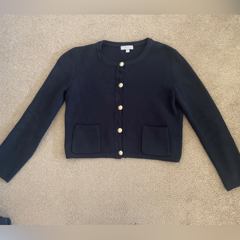 J Crew Emile Sweater Lady Jacket in Black with Gold Buttons